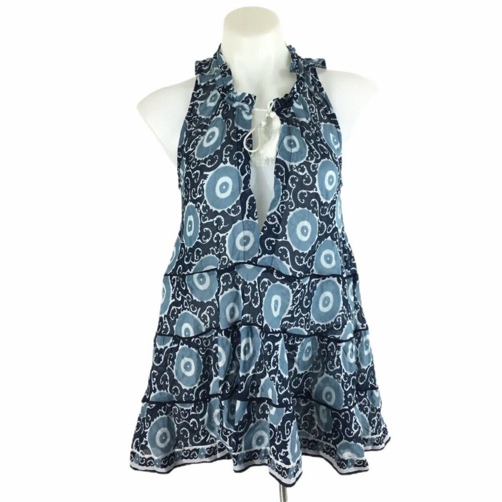 Kopal Top Zoya Suzani Print Tiered Peplum Tassel